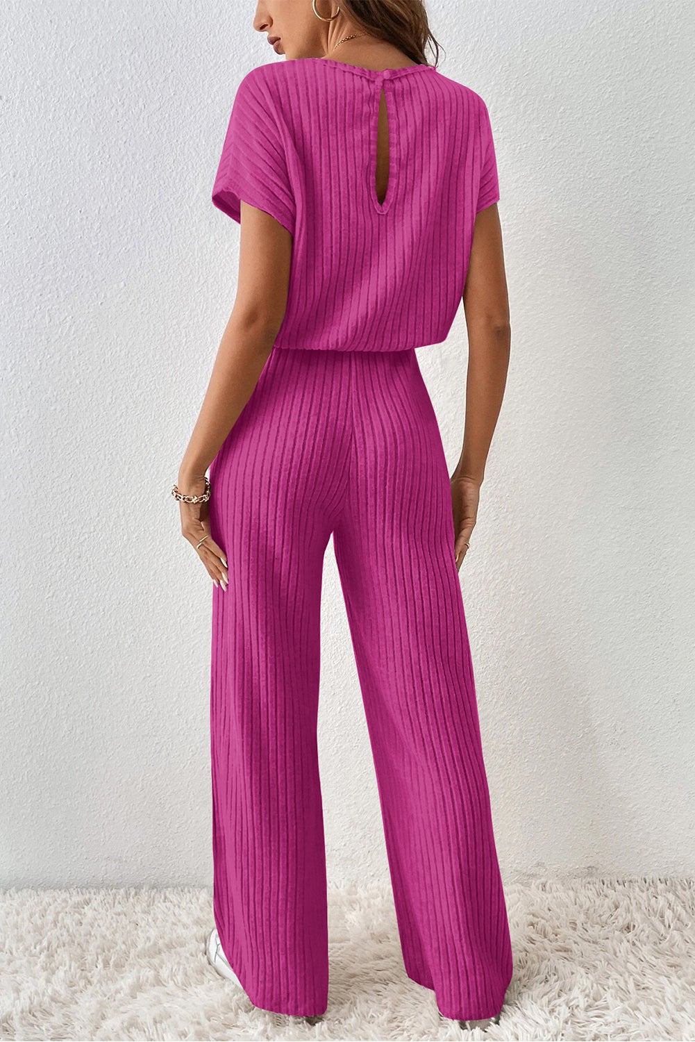 Red ribbed jumpsuit online